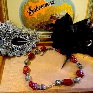 Pho red coral and bling necklace